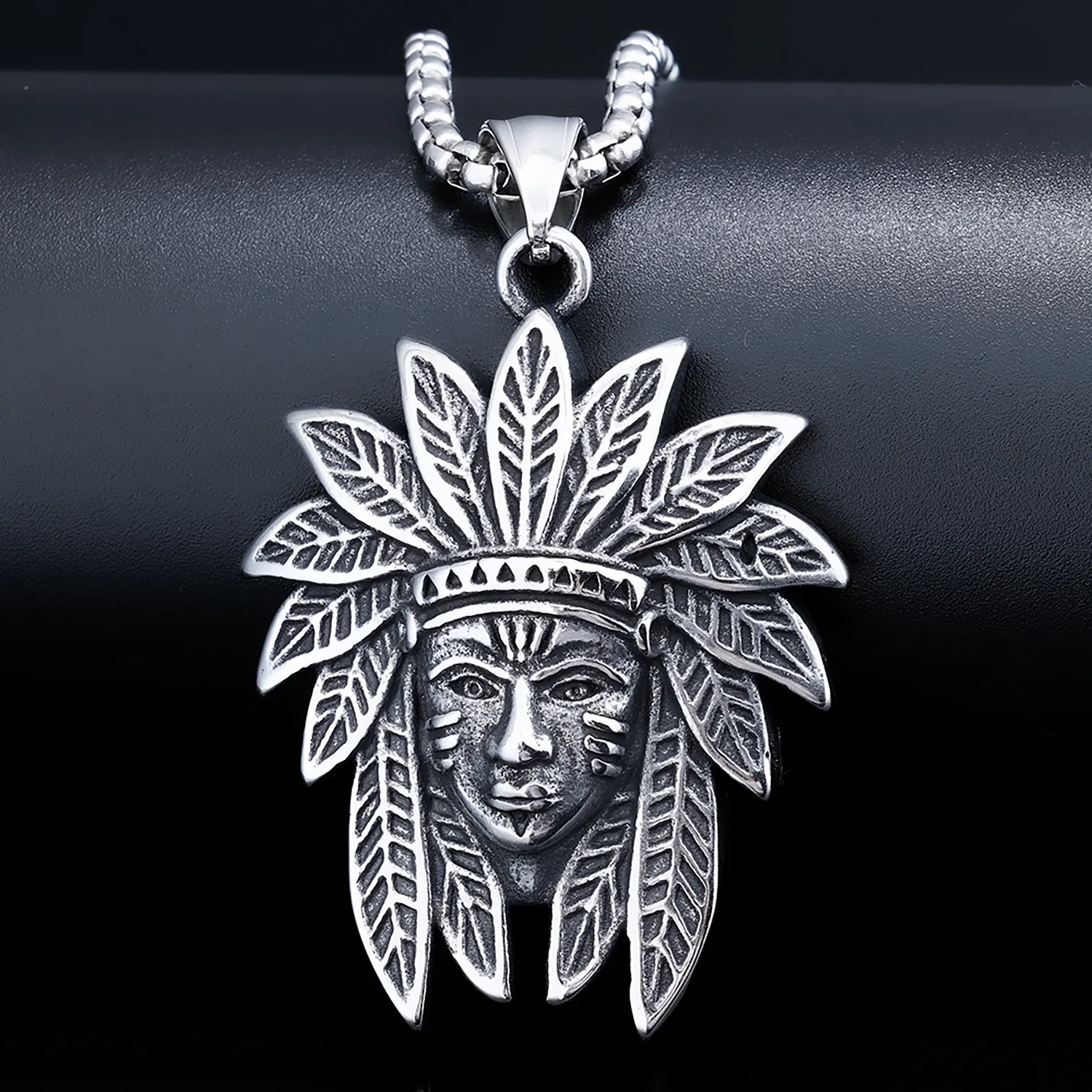 

Personality Rock Stainless Steel Feather Crown Headdress Dangle Charm Fits Pandora Bracelet & Necklace Vintage Jewelry Pendant