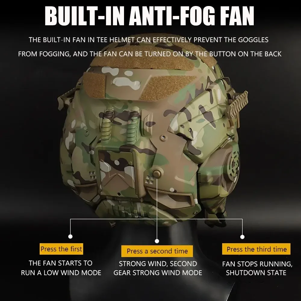 Casco de Asalto Táctico Máscara Modular Ventilador Antivaho Airsoft - imagen 5