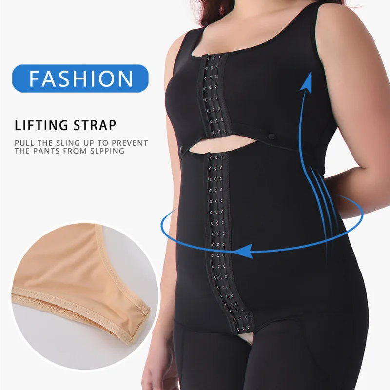 Full Body Shaper for Women Tummy Control Shapewear Stage 2 Faja Butt Lifting Shapers Open Crotch 4 Row Hooks Slimming