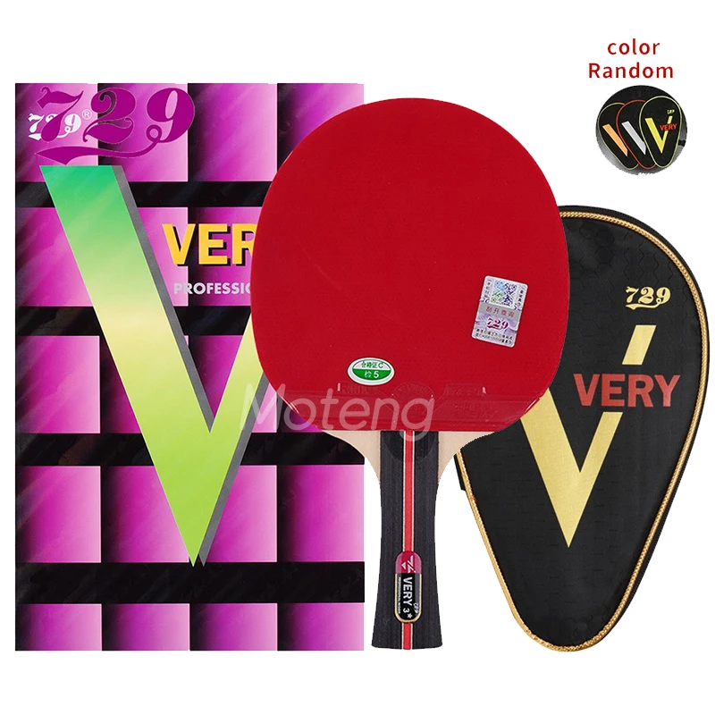 

Genuine 729 V-3 professional ping pong racket Double Face Pimples table tennis racket bat paddle Beginner (set with bag)