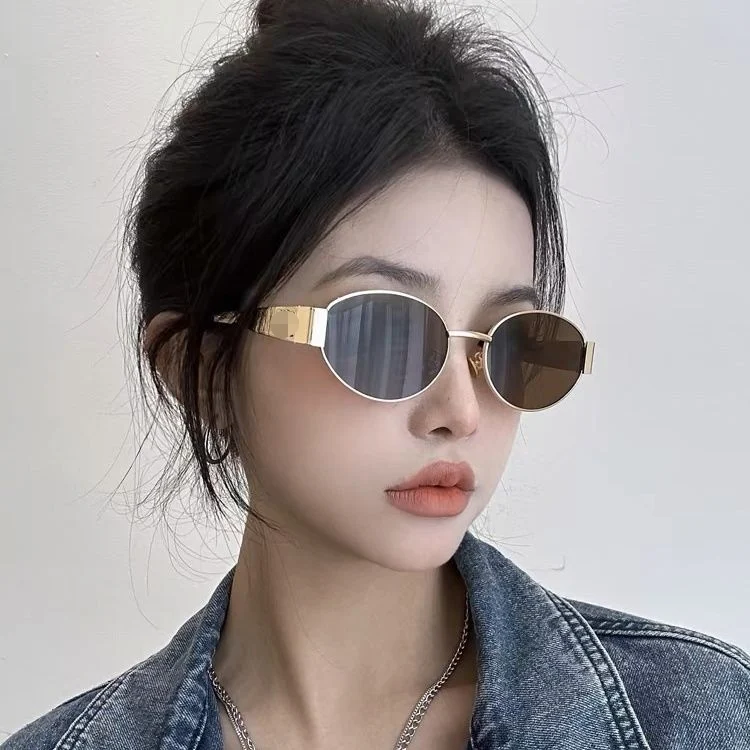 

2024 NEW Fashion Metal Oval Sunscreen Sunglasses