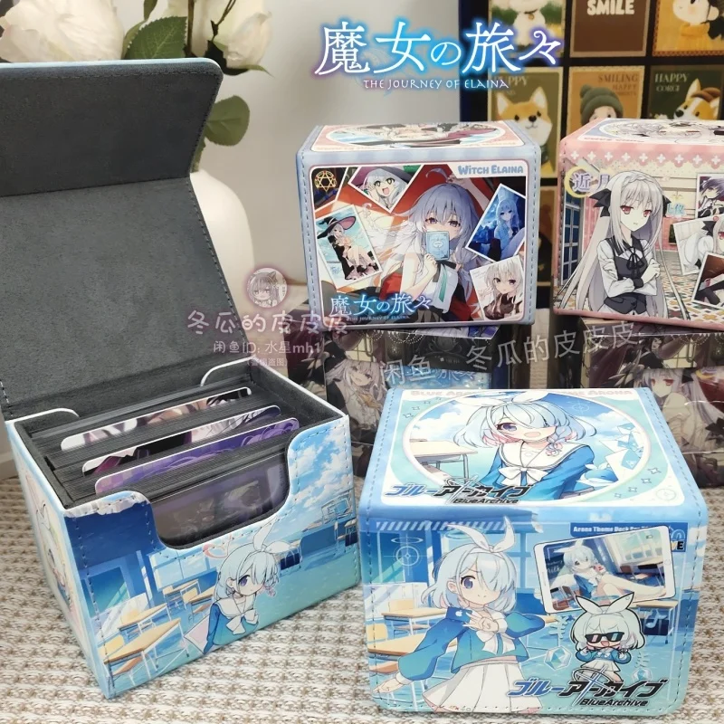 Suitable for Anime Elaina Blue Archive Arona Game Collection Card Storage Box Sakurako Natsume Leather Magnetic Game Card Box