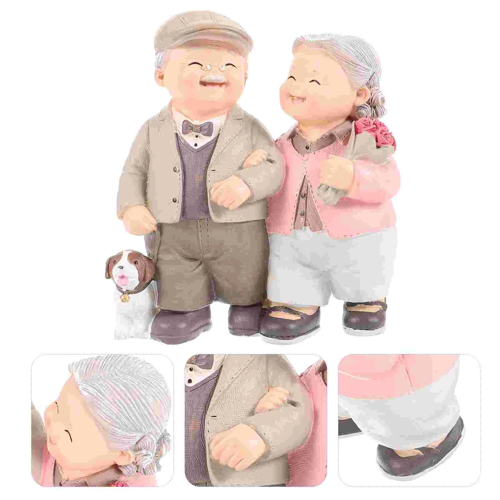 

Old Man Granny Ornaments Elderly Figurine Cake Topper Plush Christmas Decorations Musical Hat Baby