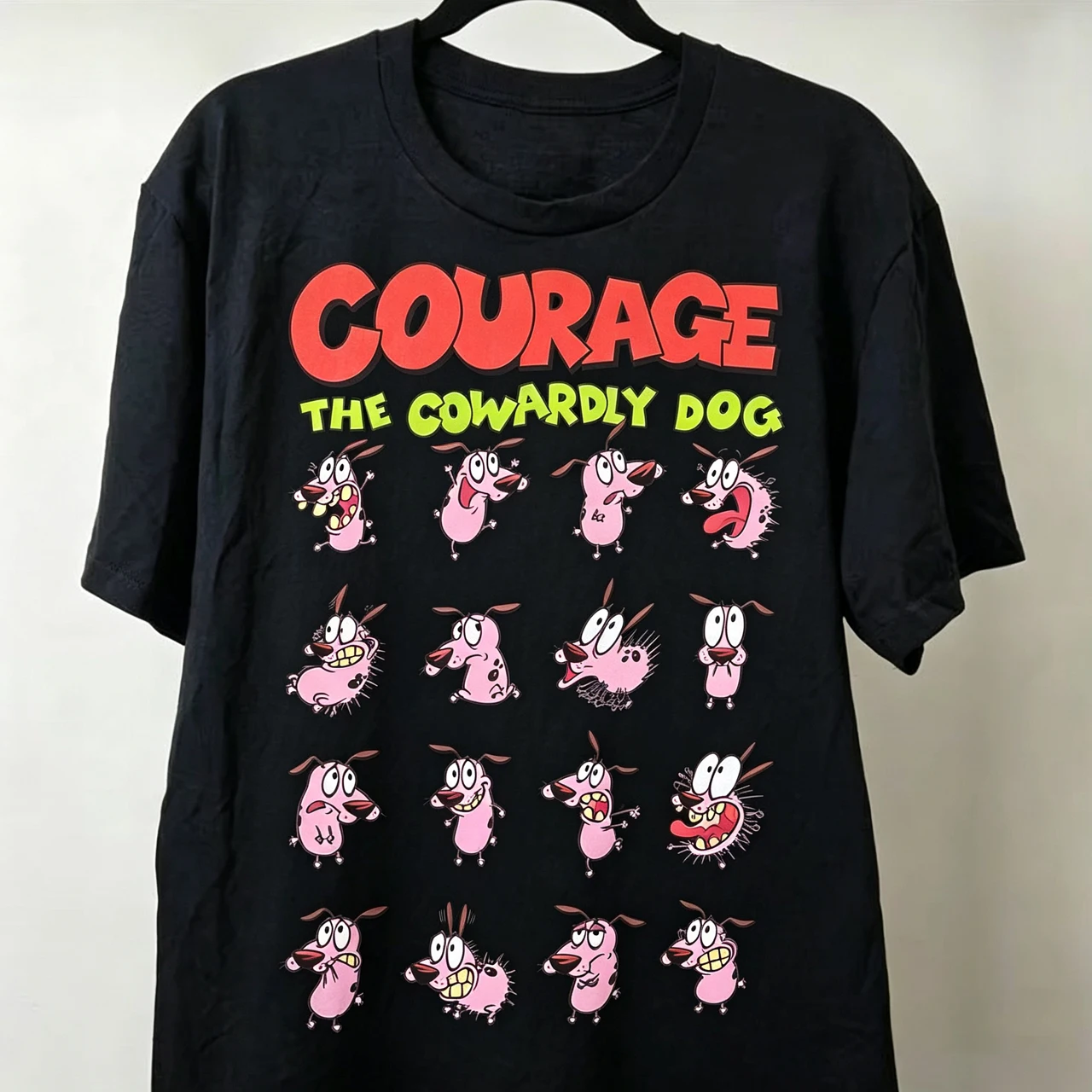 Vintage Courage the Cowardly Dog Cartoon Print Short Sleeve T-Shirt Retro Unisex Graphic Tee 90s Nostalgia Summer Streetwear Top