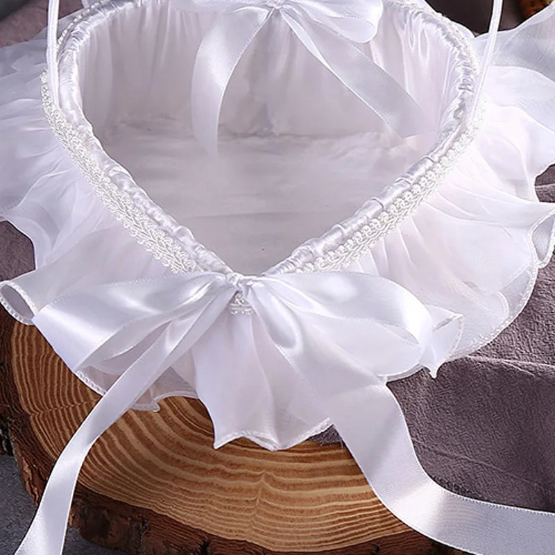 Американская Свадебная кружевная корзина с бантом и цветами для невесты, цветочные рассыпчатые цветы, Романтические Аксессуары для свадьбы