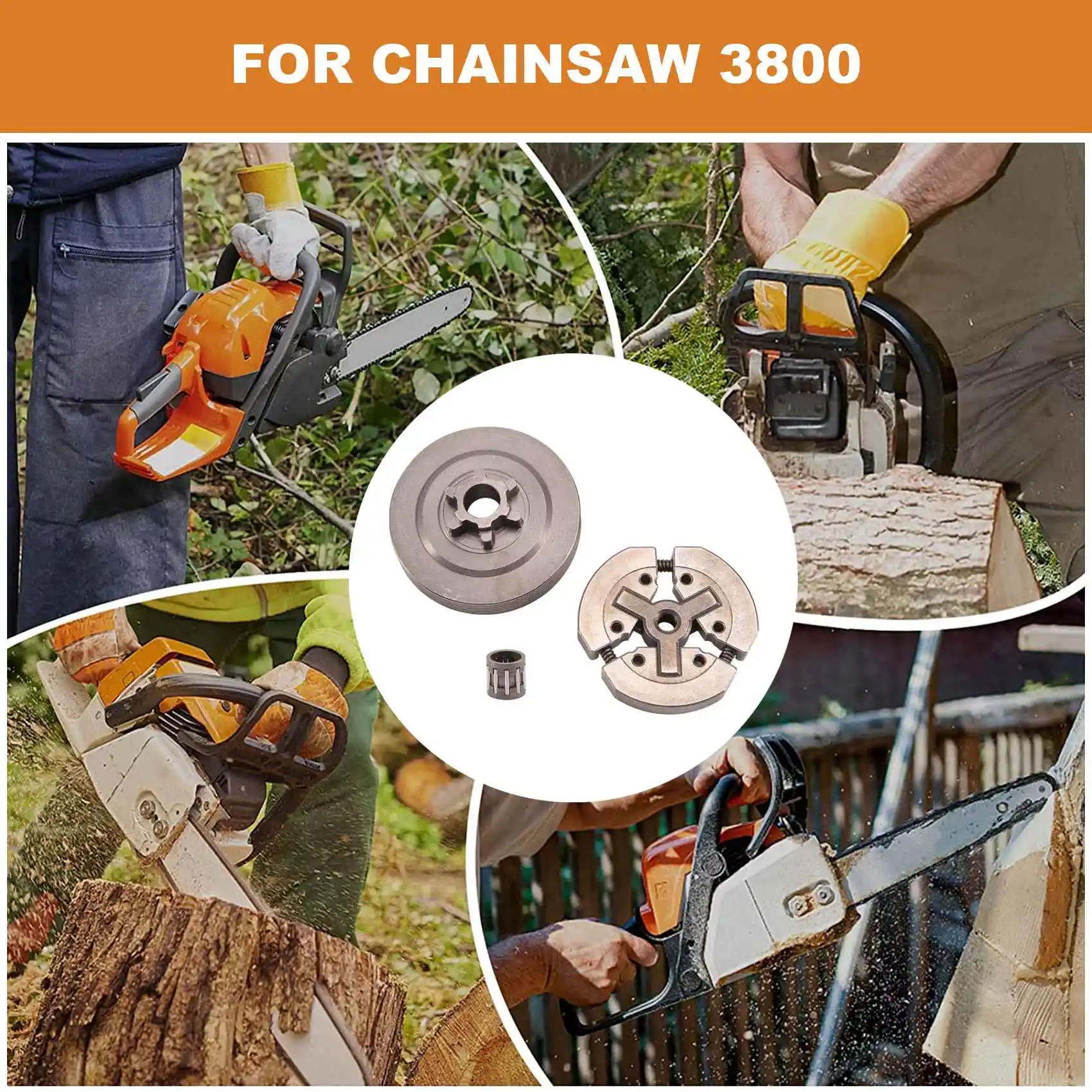Aug. 3/8 Clutch Drum & Clutch & Needle Bearing Fit For Chinese Chainsaw 3800