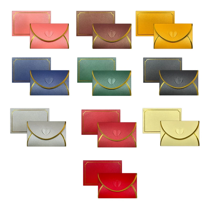 50 Stuks Gift Card Enveloppen Met Liefde Gesp Enveloppen Met Gouden Rand, Envelop Voor Notitie Kaarten, Bruiloft