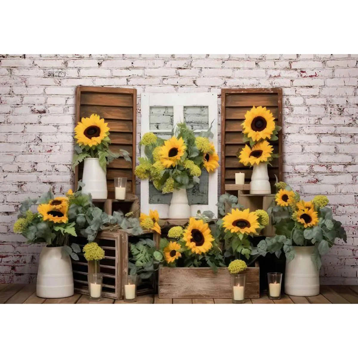 Allenjoy Spring Sunflower Window Photography Backdrop