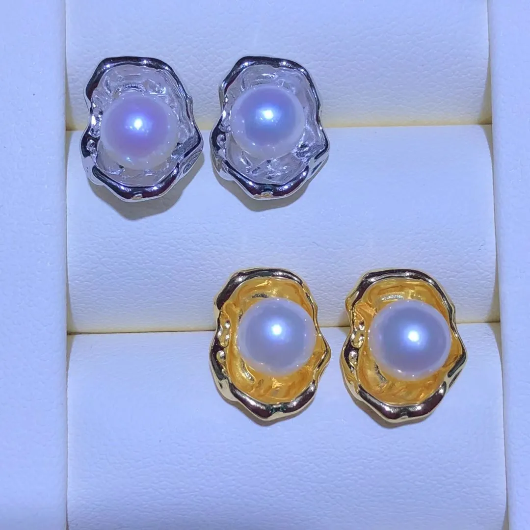 

Оптовая продажа, серьги из стерлингового серебра 925 пробы, фурнитура для крепления, базовые монтажные детали, аксессуар для жемчуга 6-8 мм, 5 пар/лот