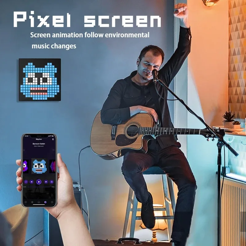 Grappige Pixel Display App Controle Programmeerbaar Nachtlampje Diy Tekstpatroon Animatie Voor Huisdecoratie, Slaapkamer, Speelkamer, Bar