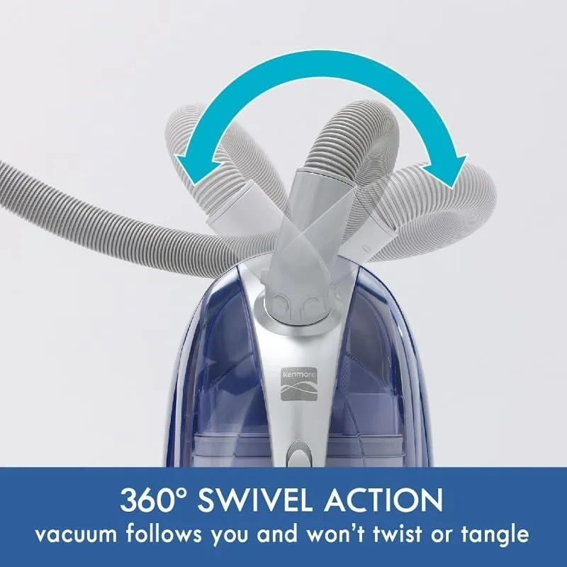 ケンモア-軽量ヘパキャニスターバキューム、ペットに優しい、可変モード、格納式コード、ペットブラシ、青