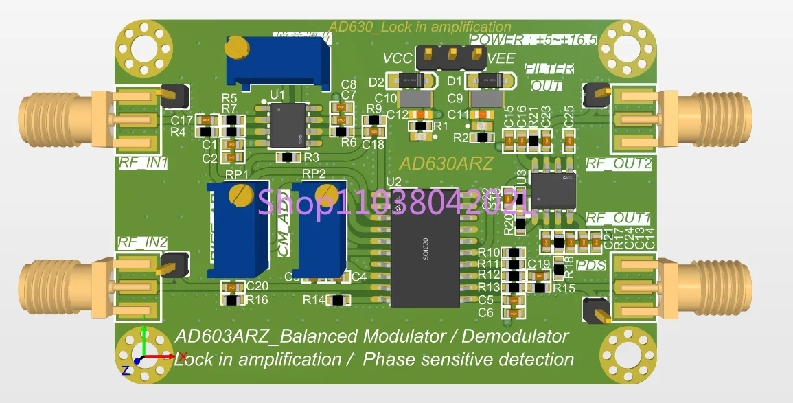 AD630 Balanced Modulator Module Lock-in Amplifier Module Modulation Detection for Weak Signal Detection