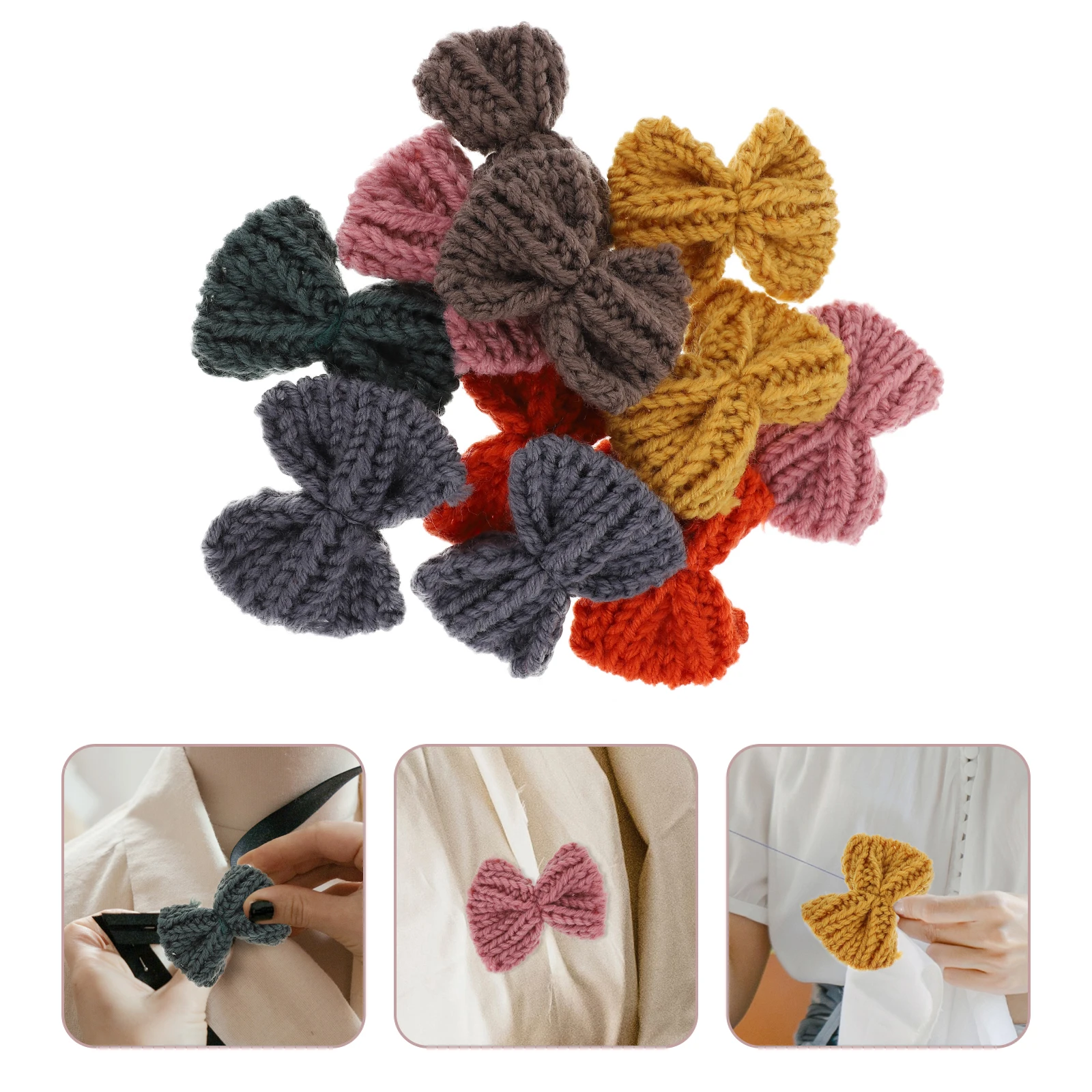 

12Pcs Butterfly Knot Hair Accessories Knitted Decorative Bows for Kids Headwear Shoes Clothing DIY Craft Ornament