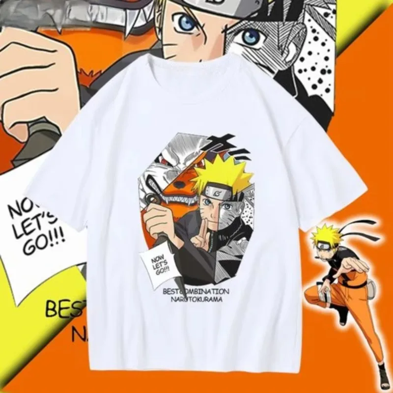 T-shirt Naruto Uzumaki Kurama Anime pour hommes et femmes, meilleur t-shirt blanc décontracté surdimensionné avec motif visage partagé, style streetwear