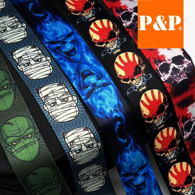

PP Guitar Strap, Printed Thermal Transfer, Skull Electric Guitar Strap, Bass Guitar Straps