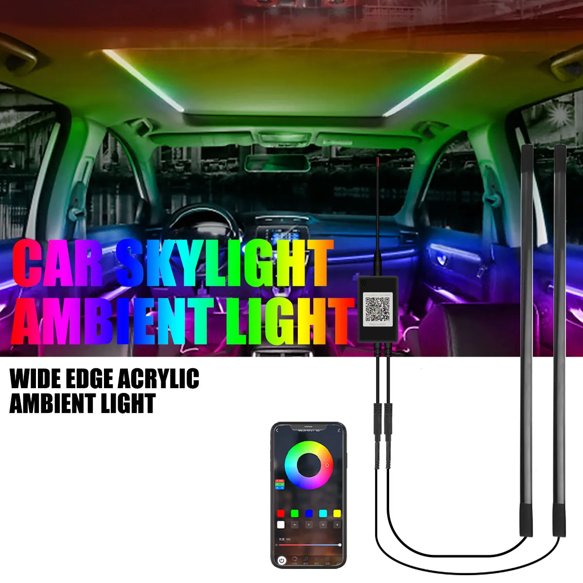 Symphony 256 Colours LED Car Sunroof Ambient Light Atmosphere Skylight Light Widened Acrylic Strip Panoramic Skylight Light