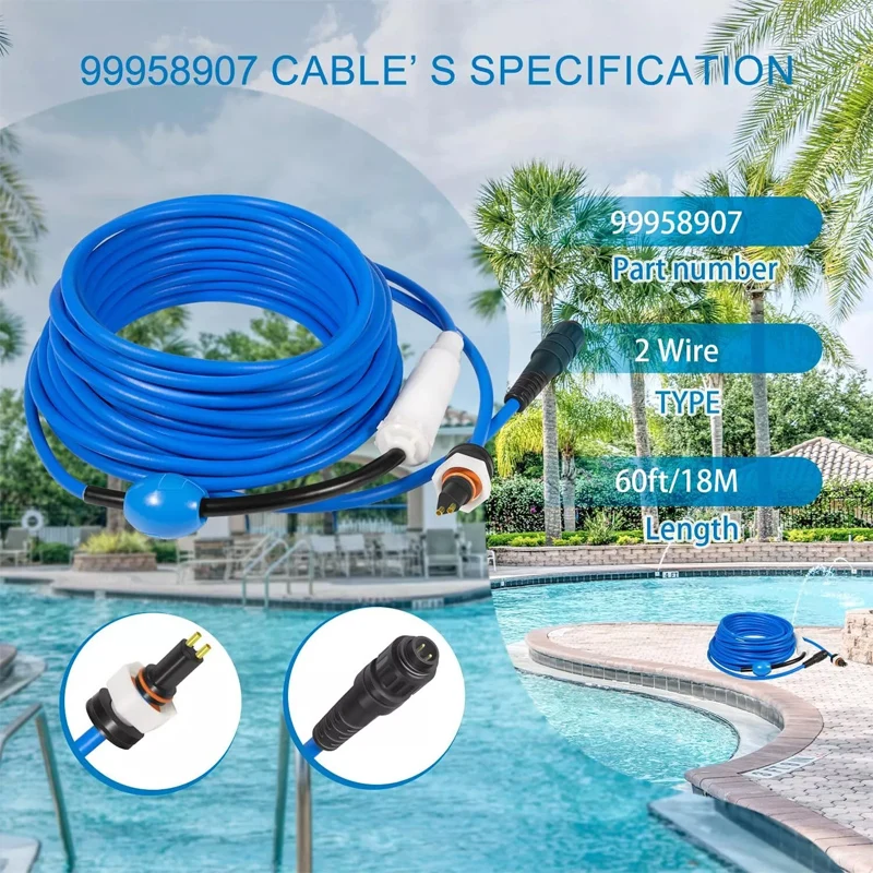 99958907-DIY Cable with Swivel 2 Wire 60ft  Replacement Part for Dolphin Pool Cleaners