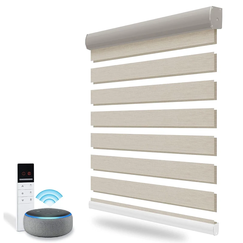 

Custom-made Sunroad Smart Motorized Venetian Blinds Wireless Waterproof Zebra Shades for Modern Windows