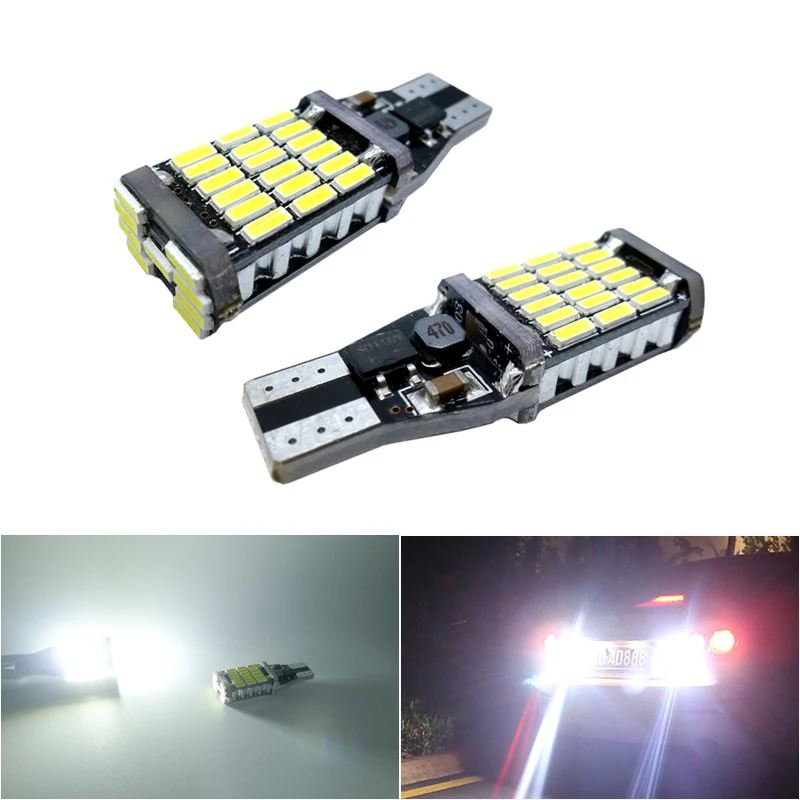 2 Stuks T15 Led W 16W Lampen 921 912 W 16W Led Lampen High Power 45Pcs 4014smd Led Backup Licht Auto Achteruitrijlamp Xenon Wit 12V