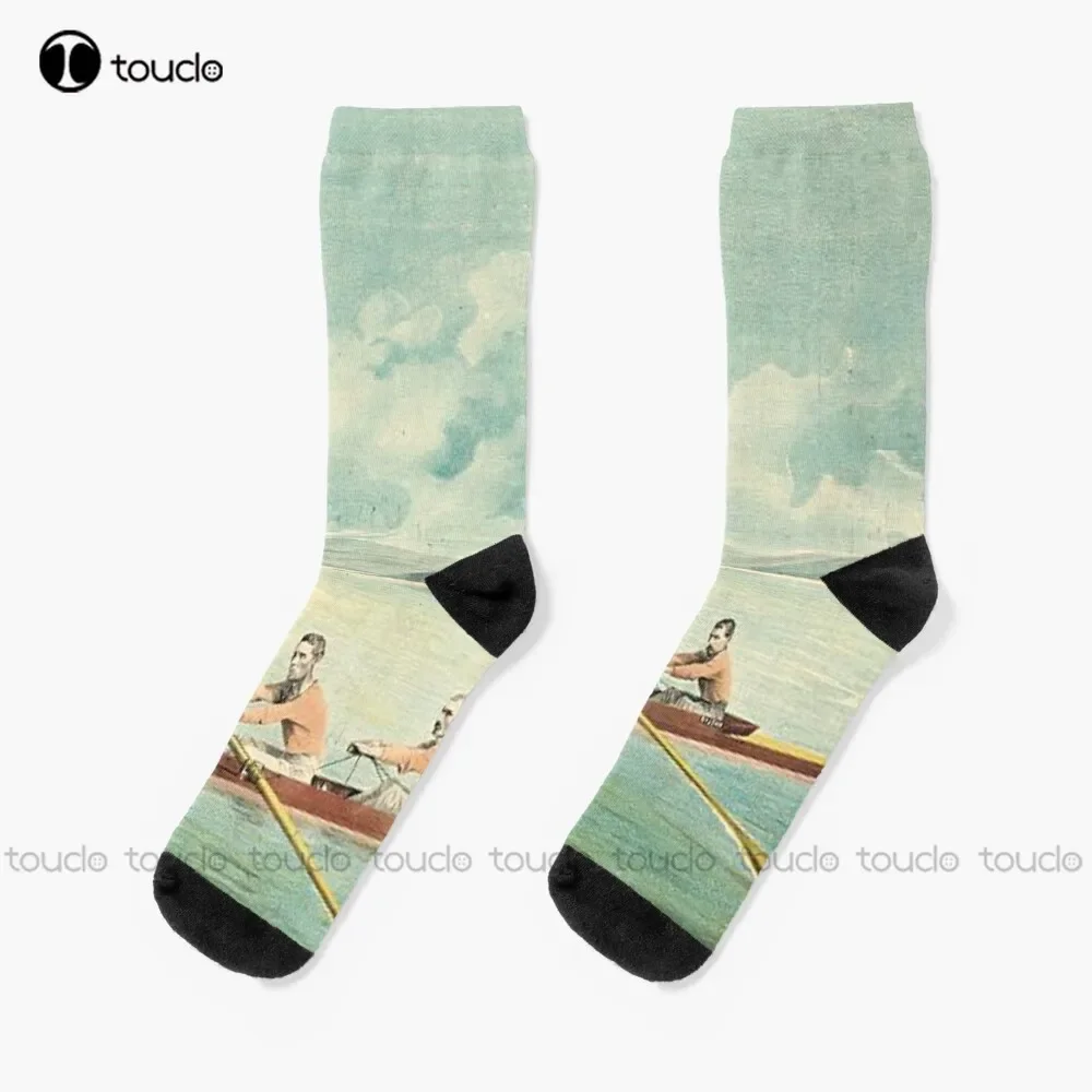Remo Remo Remo Remo Regata Equipo de remo Calcetines Calcetines de vaca Regalo de Navidad Unisex Adulto Adolescente Calcetines juveniles Personalizados Mujeres Hombres
