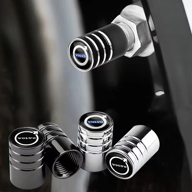 4Pcs Metal Car Badges Wheel Tire Valve Caps Auto Accessories For Volvo XC90 V90 V60 XC60 V40 S80 S60 S90 C40 XC40 V70 XC70 C30