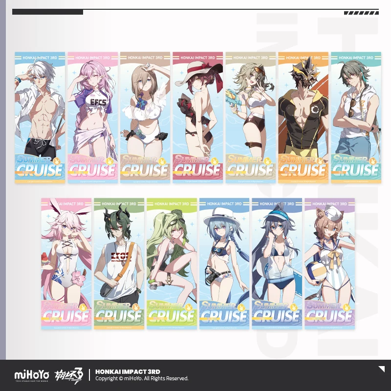 2024 Anime Honkai Impact 3 Leisurely Summer Series Laser Tickets Collection Card Fourth Round Elysia Mobius Pardofelis Gift