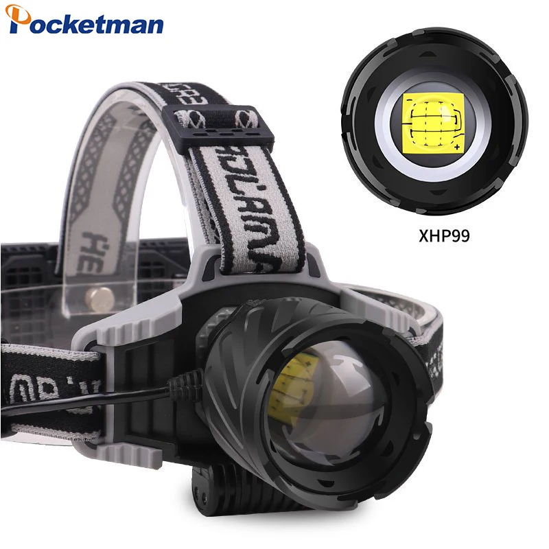 

Super Bright P99 LED Headlamp High Lumens Rechargeable Headlight with Zoomable Beam Waterproof Head Lamp for Camping Fishing