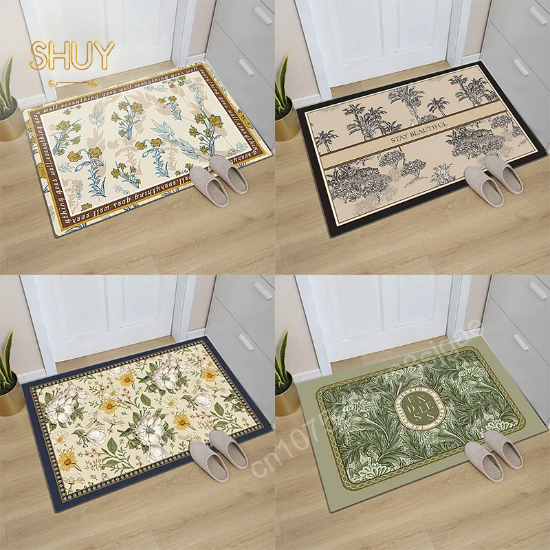 

Flower Pattern Entrance Doormat for Living Room Bathroom Mat Prayer Rug Floor Rugs Carpets Foot Kitchen House Door Hallway Decor