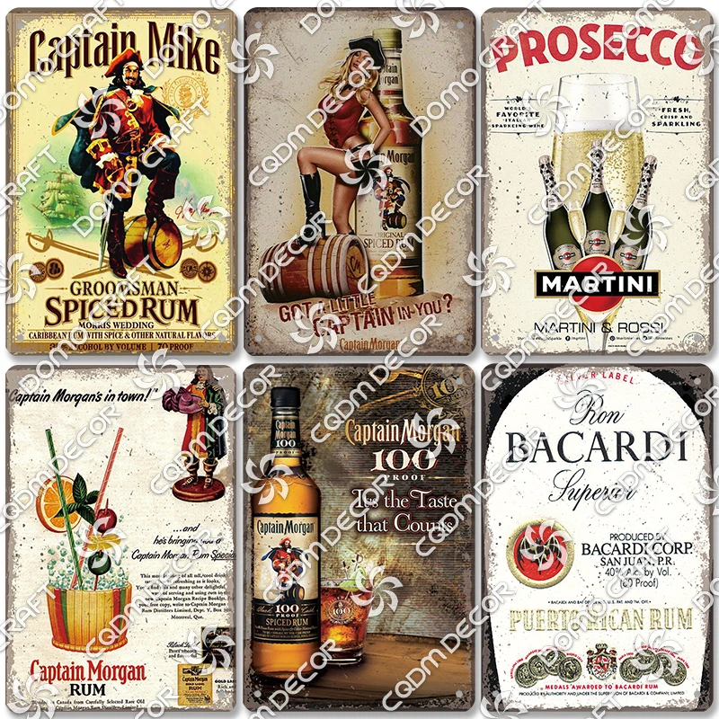 Póster de vino Retro, carteles de Metal de estaño, copa de vino, Gin, ron especiado, placa de Metal para chica, Vintage, Club, Pub, tienda, decoración de pared de cueva para hombre