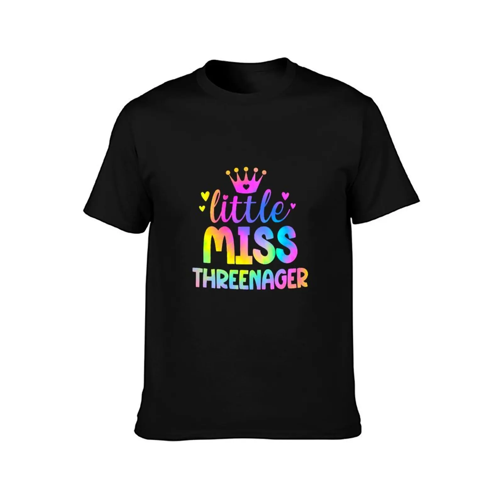 Threenager Girl Little Miss Threenager Toddler Girl Third Birthday Tie Dye T-Shirt Simple Graphic Design T-Shirt