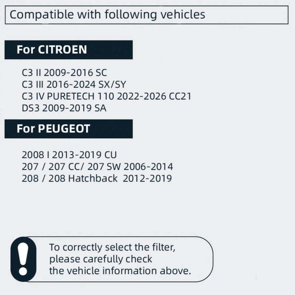 For CITROEN C3 2,3 C4 CACTUS 1.2 1.5 1.6 DS3 SA_ Peugeot 2008 1 207 207SW 208 TOC9740P Activated Carbon Cabin Filter CU21000-2