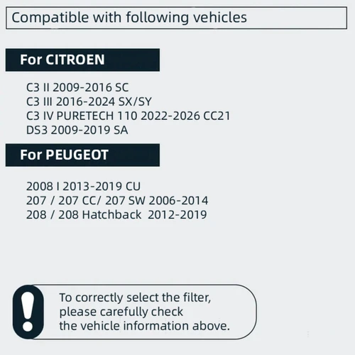 Imagen 2 del producto Filtro de Carbón Activado para Cabina TOC9740P CU21000-2 para CITROEN C3 2,3 C4 CACTUS 1.2 1.5 1.6 DS3 SA_ Peugeot 2008 1 207 207SW 208