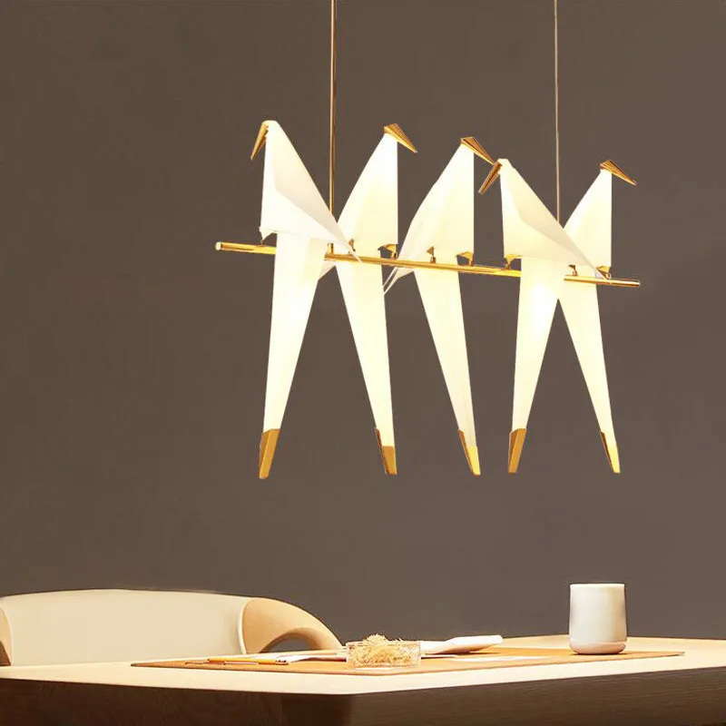 

Nordic Designer Paper Bird Chandelier Home Decor Origami Perch Light for Branch Table Lamp Hanging Wall Light Led Floor Lamps