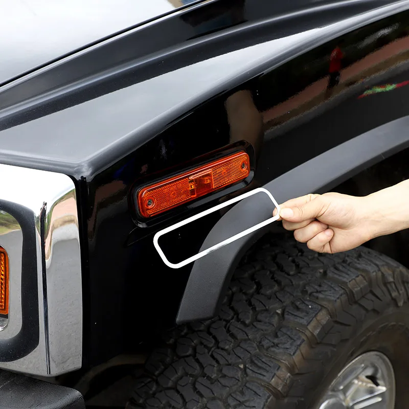 

Stainless steel Silver For Hummer H2 2003-2009 car styling Car Side Turn Signal Side Markers frame Stickers car accessories