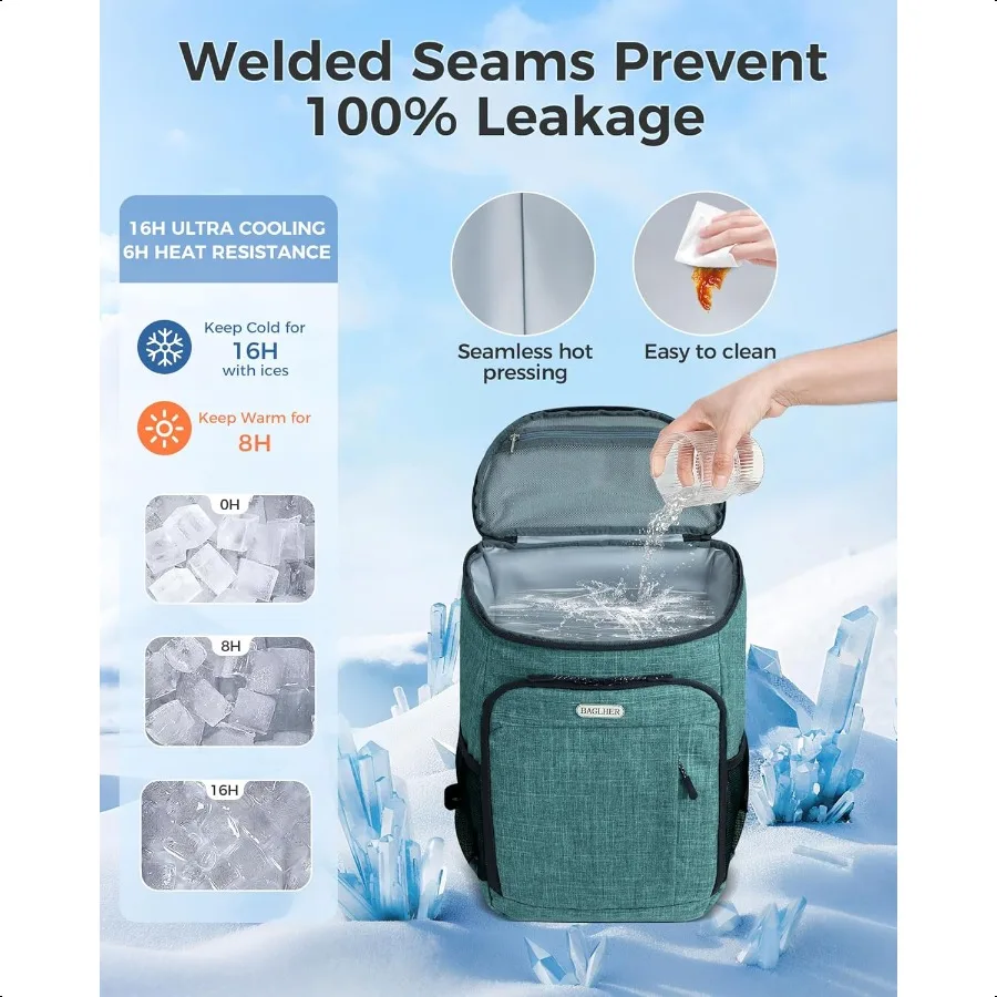 Zaino più fresco Borsa termica morbida isolata per zaino da 30 lattine a tenuta stagna