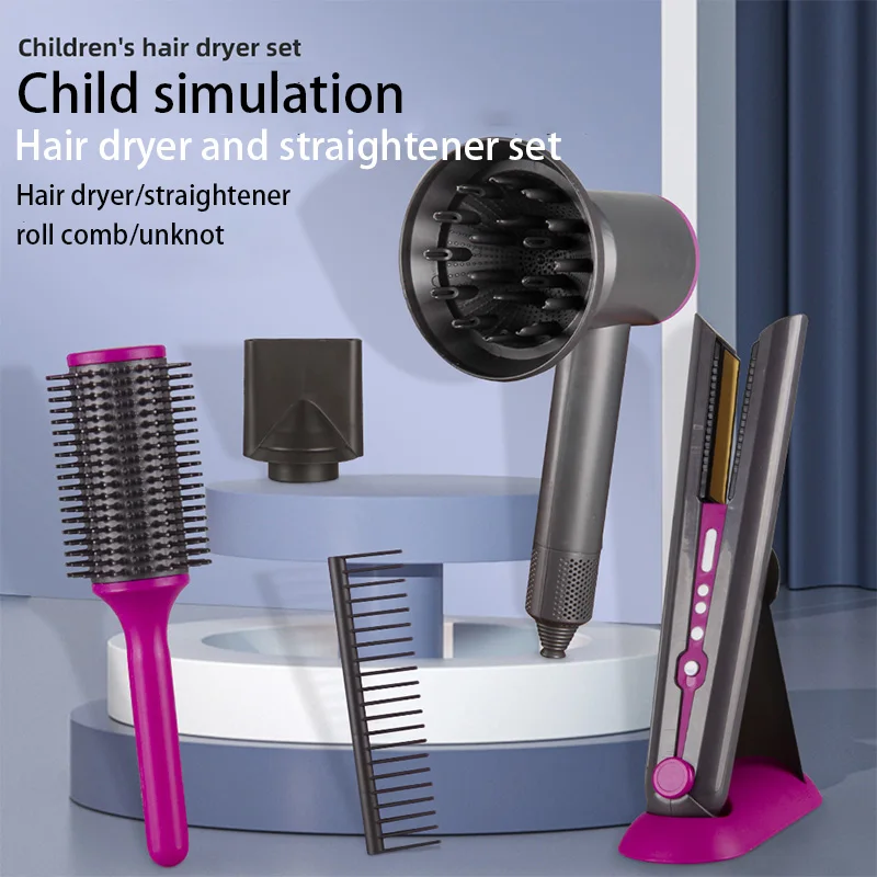 Juego de simulación de peluquería para niños, juego de salón de belleza, secador de pelo eléctrico, peines, estilista familiar, juguete divertido,