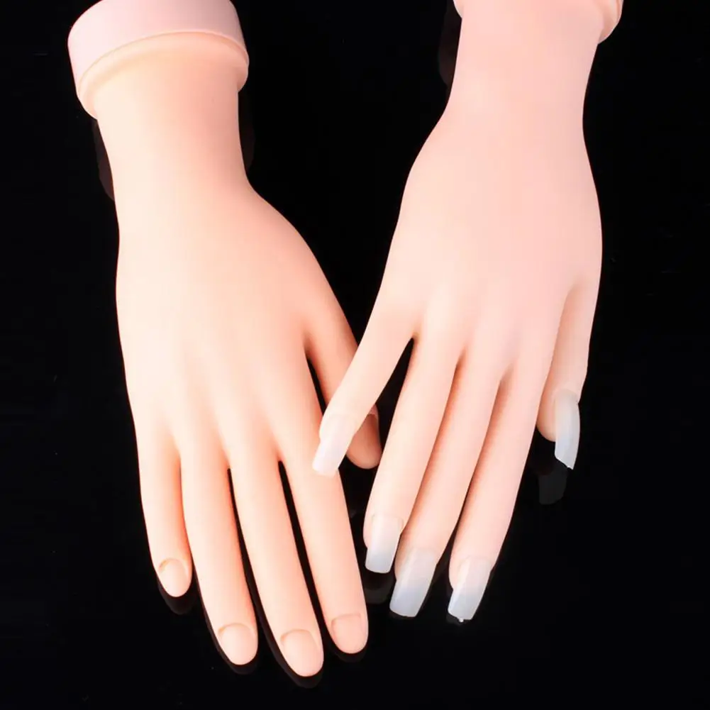 1 PC Nail Art การฝึกซ้อมมือ Bendable ซิลิโคนมือปลอมสําหรับเล็บการฝึกอบรมจอแสดงผลเล็บเครื่องมือ