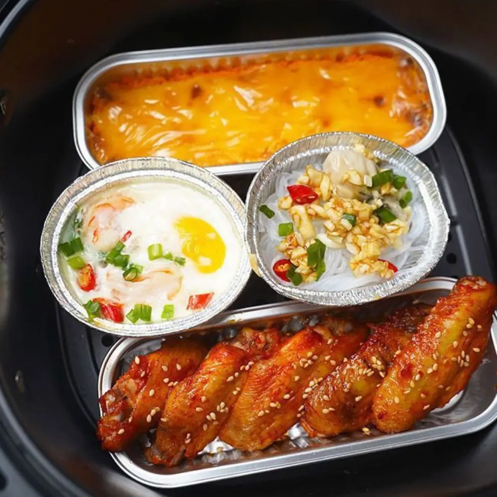 

Gold Thickened Foil Container Rectangular Shape 200ML Capacity Baking Tin Aluminum Material Thickened Gold Air Fryer Box