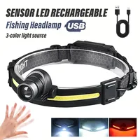 XPE+COB Sensor Headlights USB Charging Adventure Fishing Strong Light Flashlight Headlights with Built-in Battery Floodlights