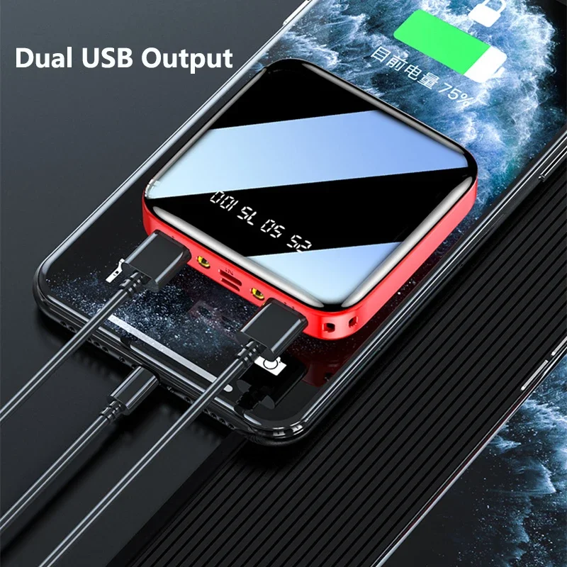 Mini Power Bank 20000mAh Portable Charging Poverbank Mobile Phone External Battery Charger Powerbank 20000 mAh for Xiaomi iPhone