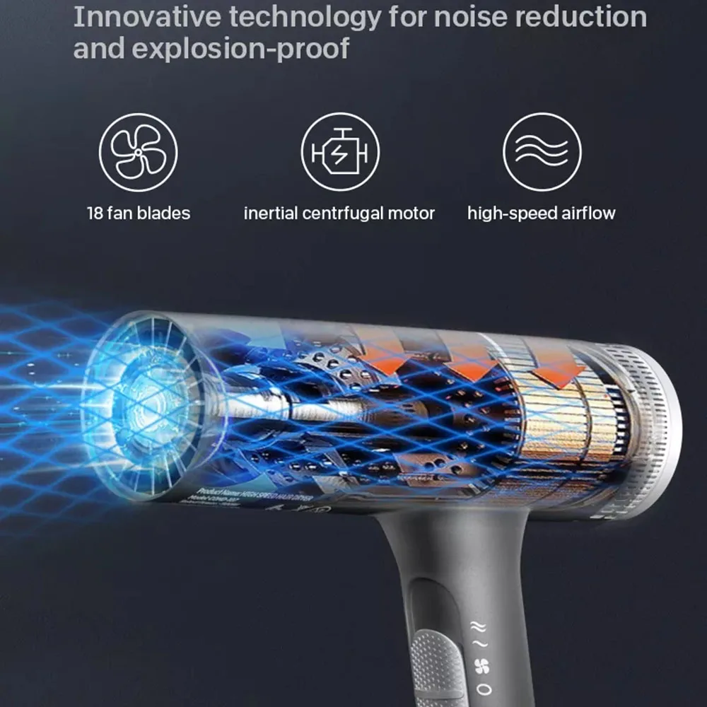 Không Chổi Than Máy Sấy Tóc Chuyên Nghiệp 1200W Đèn Ion Âm Nóng Lạnh Không Khí Mạnh Mẽ Gió Mạnh 3 Bánh Răng Thấp tiếng Ồn Máy Thổi