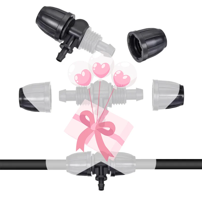 10Pcs Garden Connector 16mm To 4/7 Garden Lock Barbed Tee Connector For PE Hose Garden Irrigation