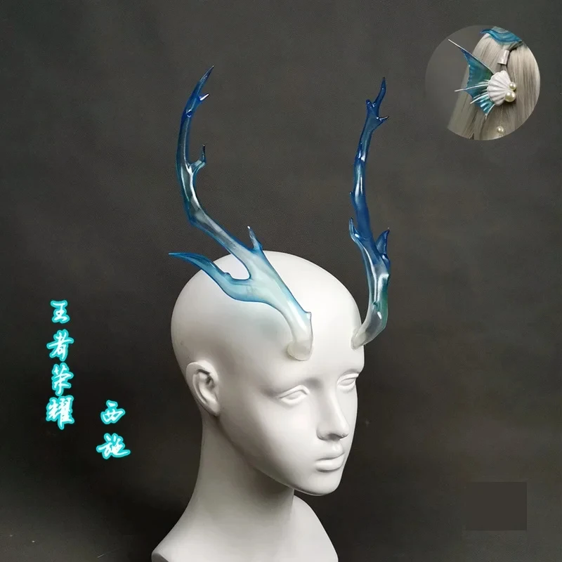 s;3'c\5/b' King of Glory LOL Game New Skin Xi Shi Dragon Horns Ears Head Clip Headwear Cosplay Props Trans3'f,6\b;8/ - view 4