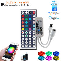 Smart WiFi RGB IR LED Controller With 44Key Remote Voice Smartphone APP Control for 5V-24V 5050 2835 RGB LED light Strip