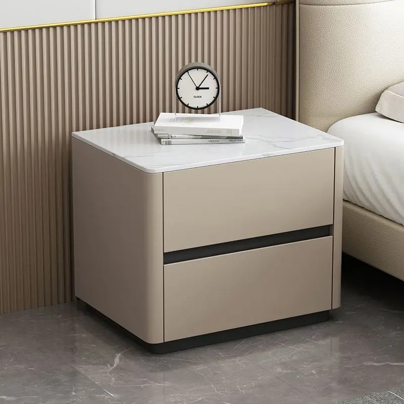 طاولة خشبية بيضاء بجانب السرير لغرفة النوم وخزائن القهوة المتنقلة للتخزين ومنضدة فاخرة وحديثة ومنظم أثاث منزلي Mesa De Noche