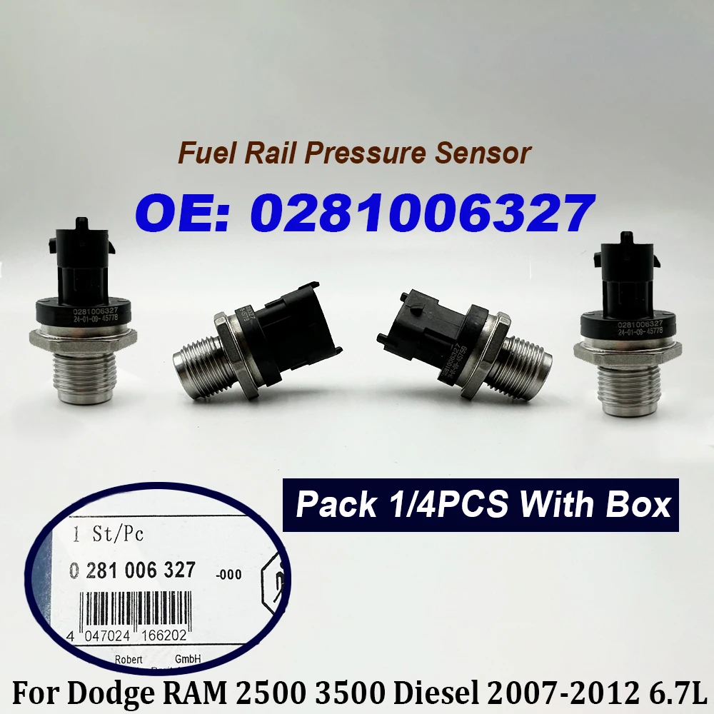 1/4PCS Fuel Rail Pressure Sensor 0281006327 028102850 0281002937 Fit 2007-2012 D-odge Ram 2500 3500 4500 For C-ummins 6.7L