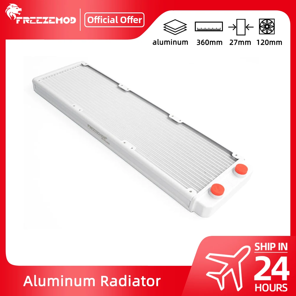 FREEZEMOD 360mm Heatsink 27mm White Aluminum Radiator G1/4 Thread 36cm Water Cooling 17 Wave Crest Fins ROHS PC SR-LPZJ360