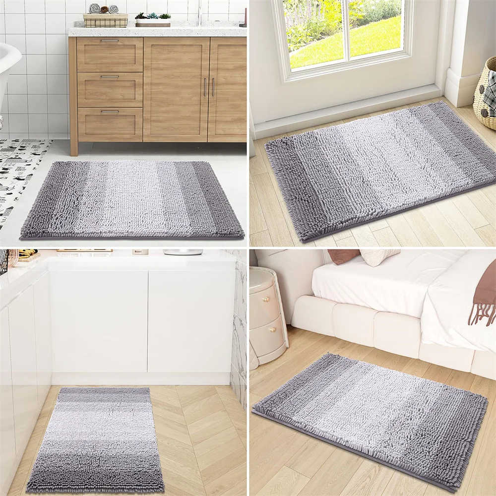 Olanly Super Absorbent Bathroom Rug Luxury Chenille Bath Mat Plush Non-slip Shower Mat Bathroom Carpet Welcome Deal Floor Mats