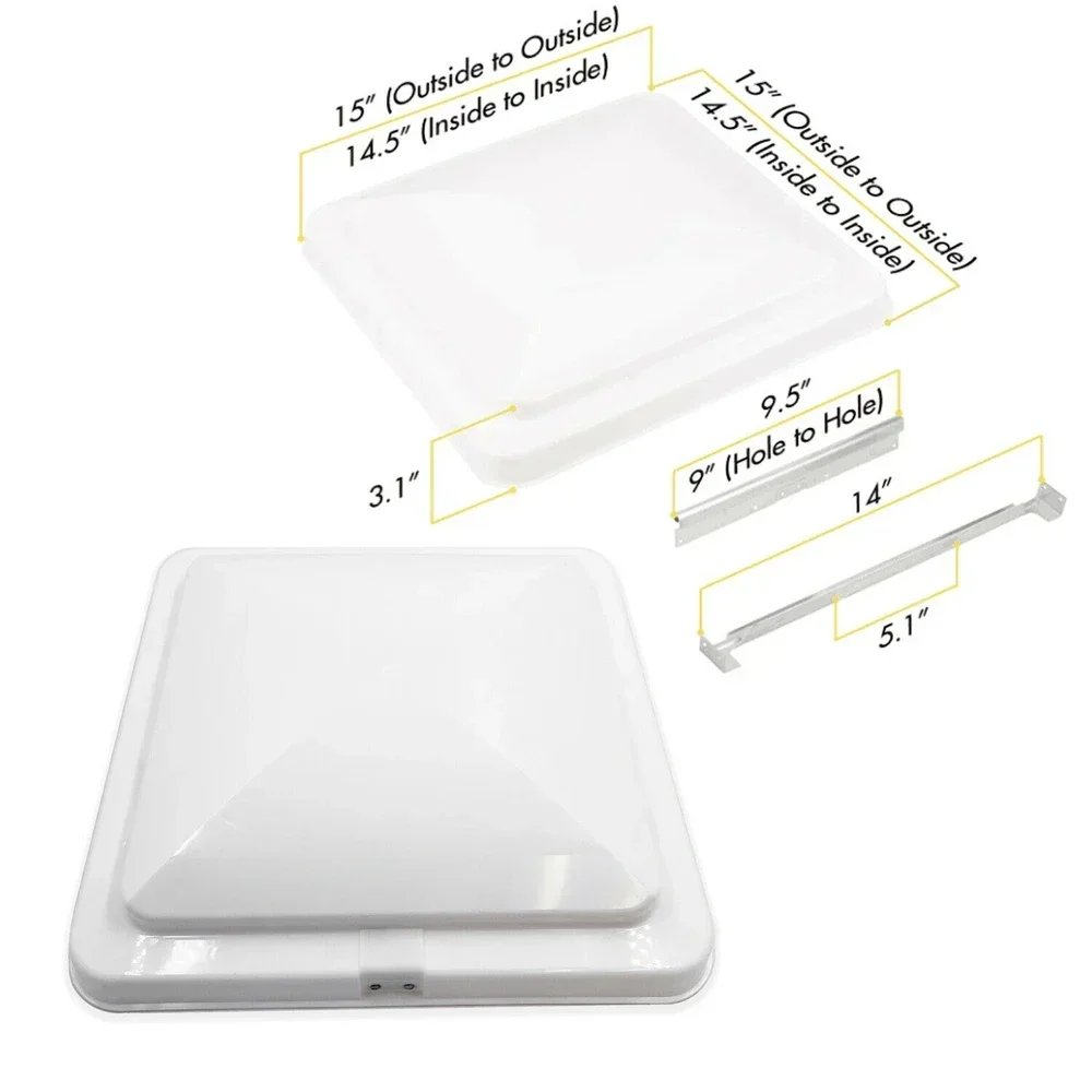 

Camping RV Roof Ventilation Cover 14" X 14" White Black
