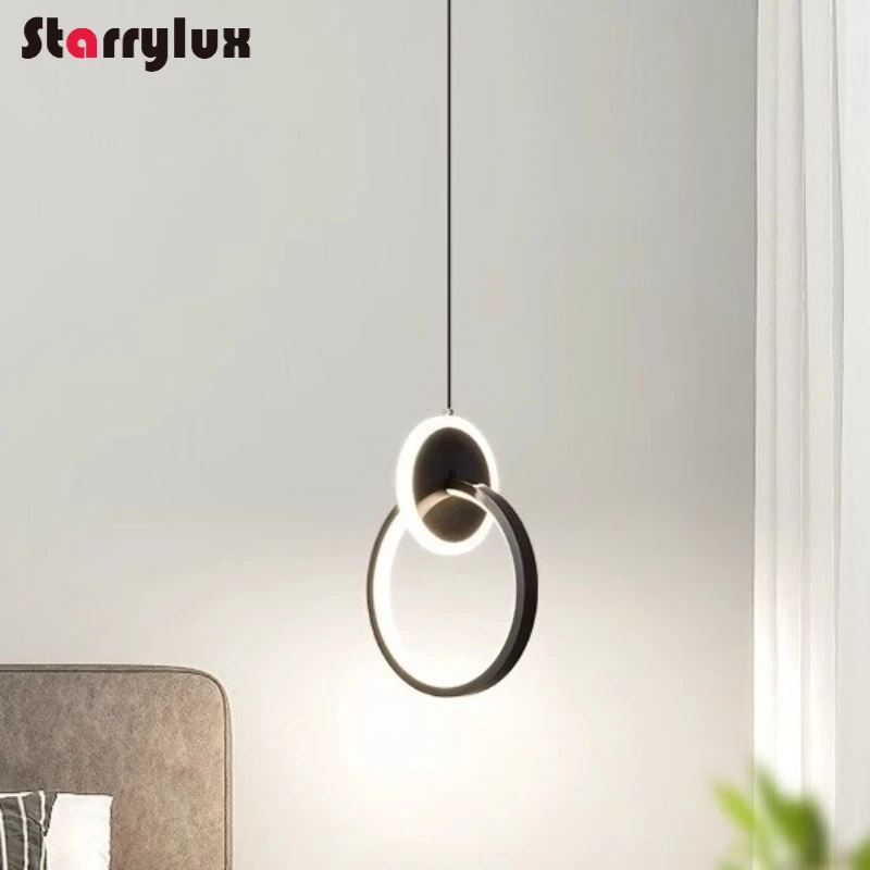Modern Minimalist Pendant Light - 3-Color Dimmable LED Chandelier for Bedroom/Bar